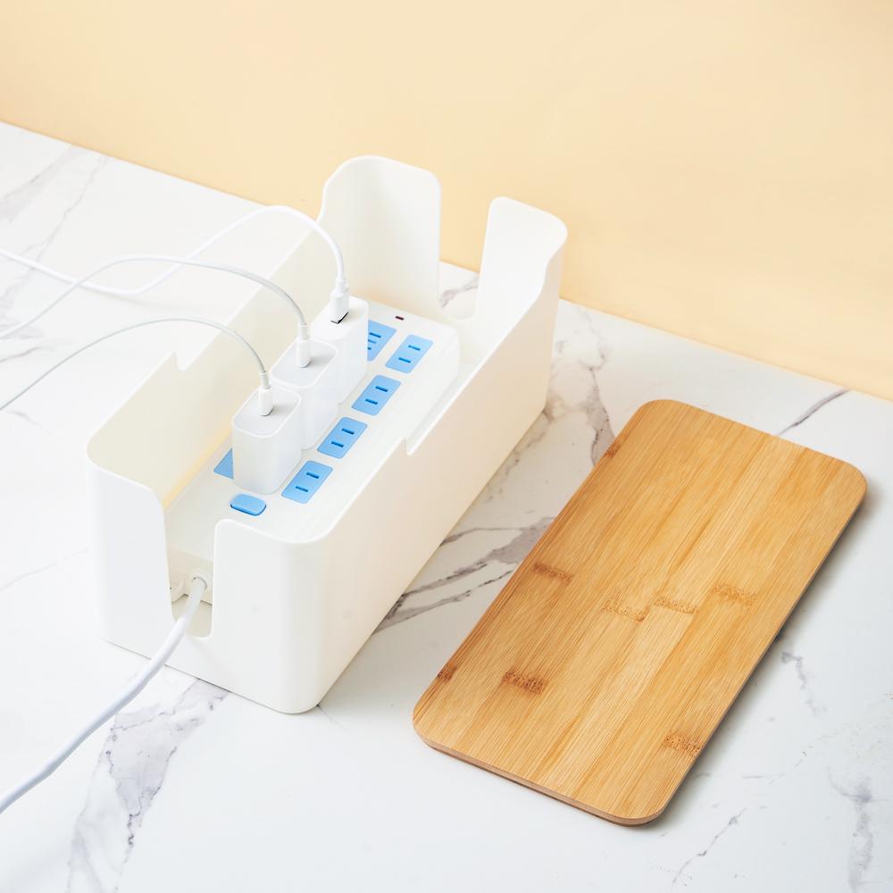 Plastic PP Cover Power Cord Storage Box Cable Management Box with 4 Exits Eco-Friendly Patch Board Storage Box