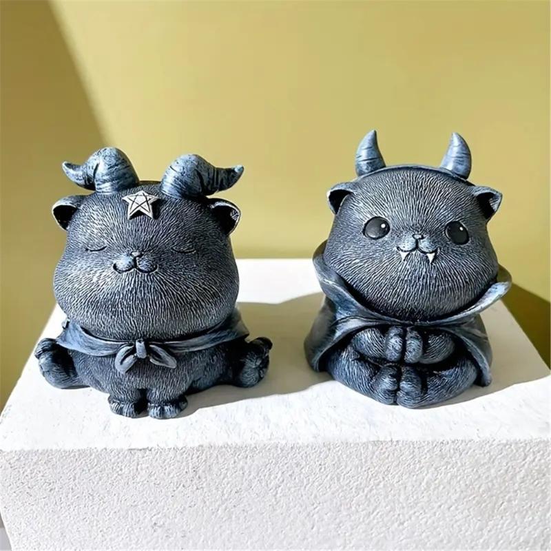 Resins Magics Cats Figurine Halloweens Decoration for Shelf Desktop Spookys Home Ornament
