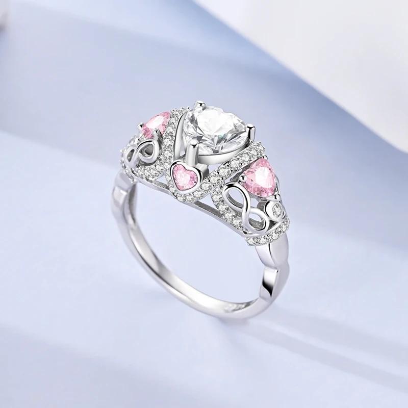 New copper Bow Pav MultiRing Cross Wide Rings Pink Bow Heart Zircon 69 Size Turkish Rings for Women Jewellery Gift