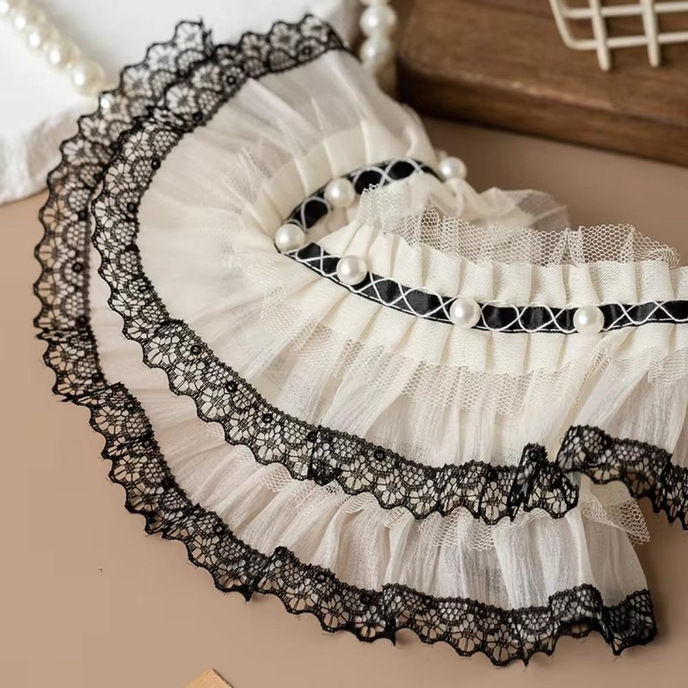 Beaded Lace Ribbons Ruffled Beaded Fabric Decorative Fabric Sewing Accessories 1yard