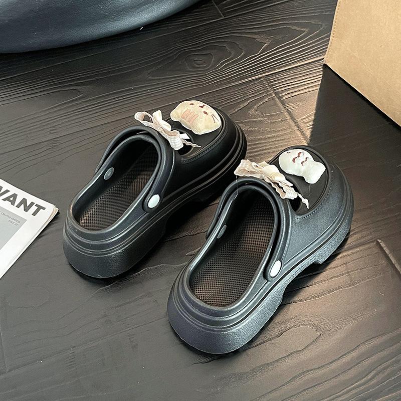 

Fan Jieya cartoon bag head cool slippers women s wear 2025 summer cheese crackers Mary Jane hole catfish shoes 35 чорний