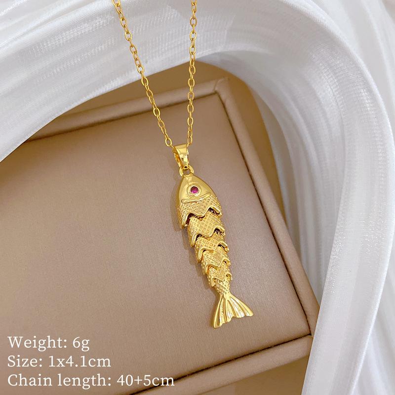 Titanium Steel, Multi-Layer Movable Koi Light Luxury Temperament Gorgeous Full Diamond Necklace Female Versatile Collarbone Chain Titanium Steel