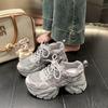 European Station Thick-soled Heightening Dad Shoes Women's 2025 Autumn New Comfortable Mesh Breathable Versatile Casual Sports Shoes