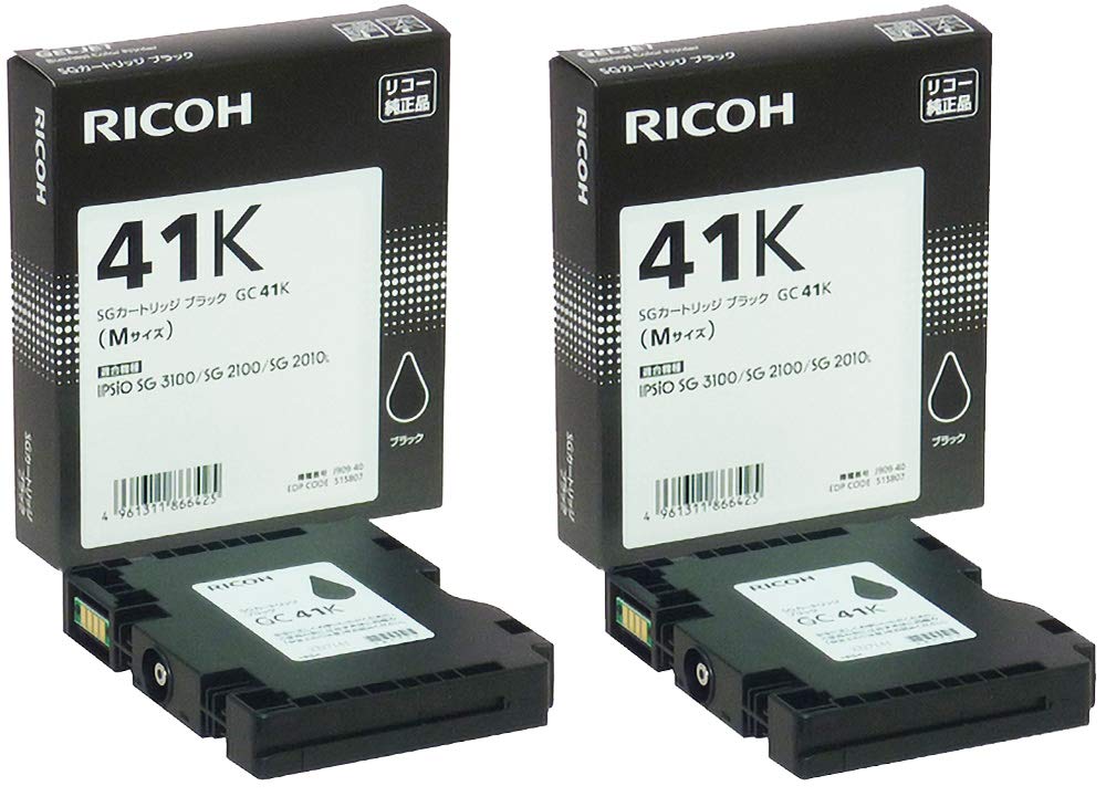

RICOH Genuine Ink GX Cartridge GC41K Black Set of 2 515807 Compatible with IPSiO SG 2010L SG 2100 SG 3100 SG 3100SF SG 7100 SG 3100KE SG 3120SF SG чорний