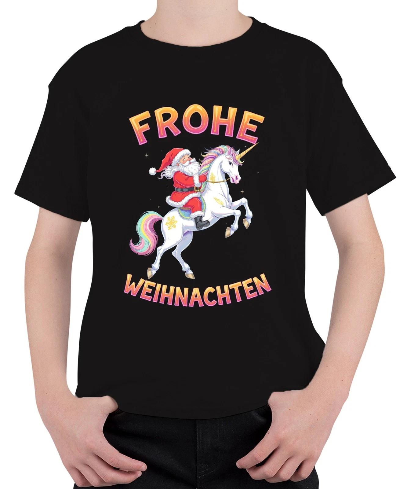 Frohe Weihnachten Weihnachtsmann Einhorn Regenbogen Kinder Lustig Unisex Kinder XXXXL