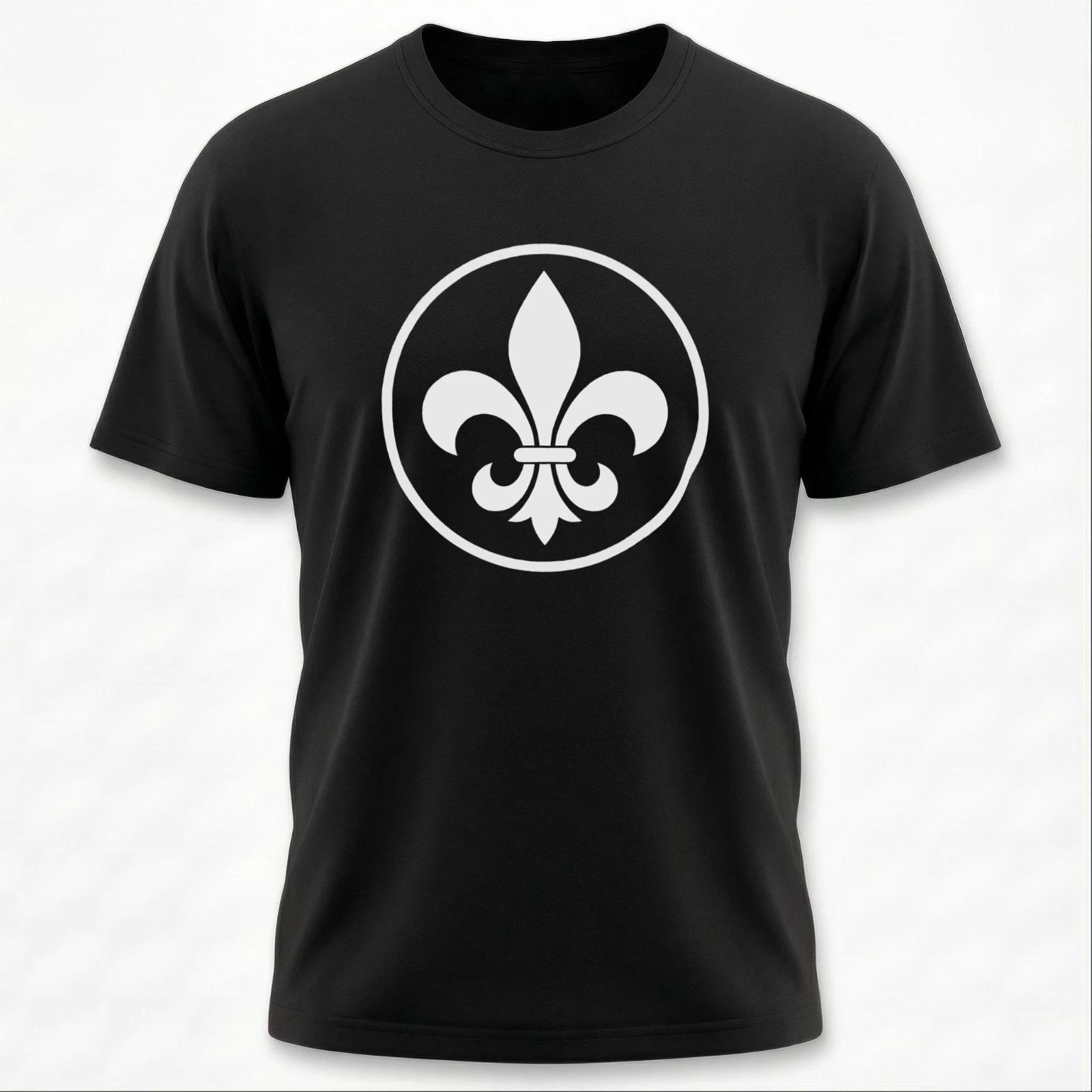 Fleur De Lis T-Shirt | French Heraldry Round Graphic Unisex Tee Shirt Design XL