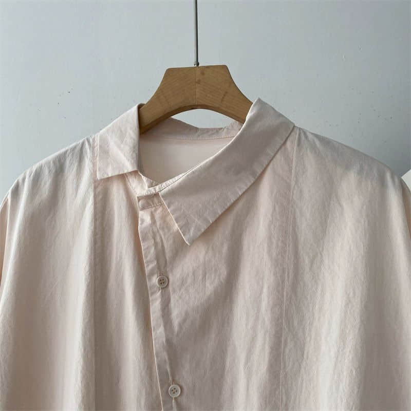 Shirts Women Vintage Short Sleeve Polo Neck Casual Summer Single Breasted Korean Style One Piece Blouse Women