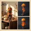 Collectible Pumpkin Statue Resin Man Ornament, Handcrafted Desktop Figurine, Creative Seasonal Tabletop Display Halloween Decoration Statues for Home