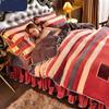 King Size/Queen Size/Twin Size Winter Milk Fleece Bed Skirt Quilt Cover Pillowcase Four-piece Set Thickening Warm Simple Bedding High Quality