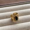 Gem series ring retro European and American light luxury gemstone niche design open oval personalized ring finger ring