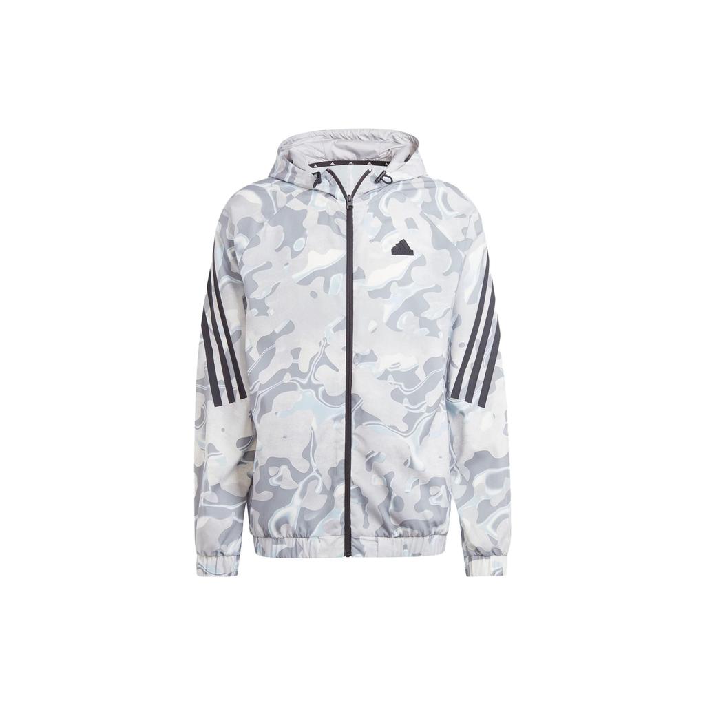 Adidas Allover Print Hooded Jacket Men Jacket White IB6124