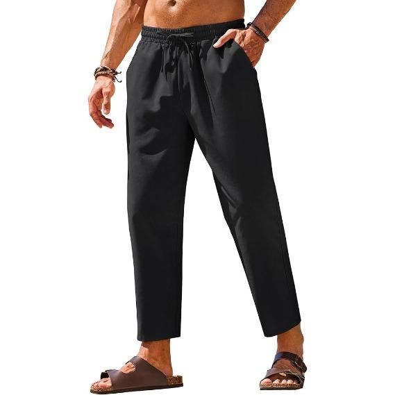 Grenzüberschreitende Amazon Herren Leinen Freizeithose Elastischer Bund Kordelzug Hose Yoga Strand Sommerhose