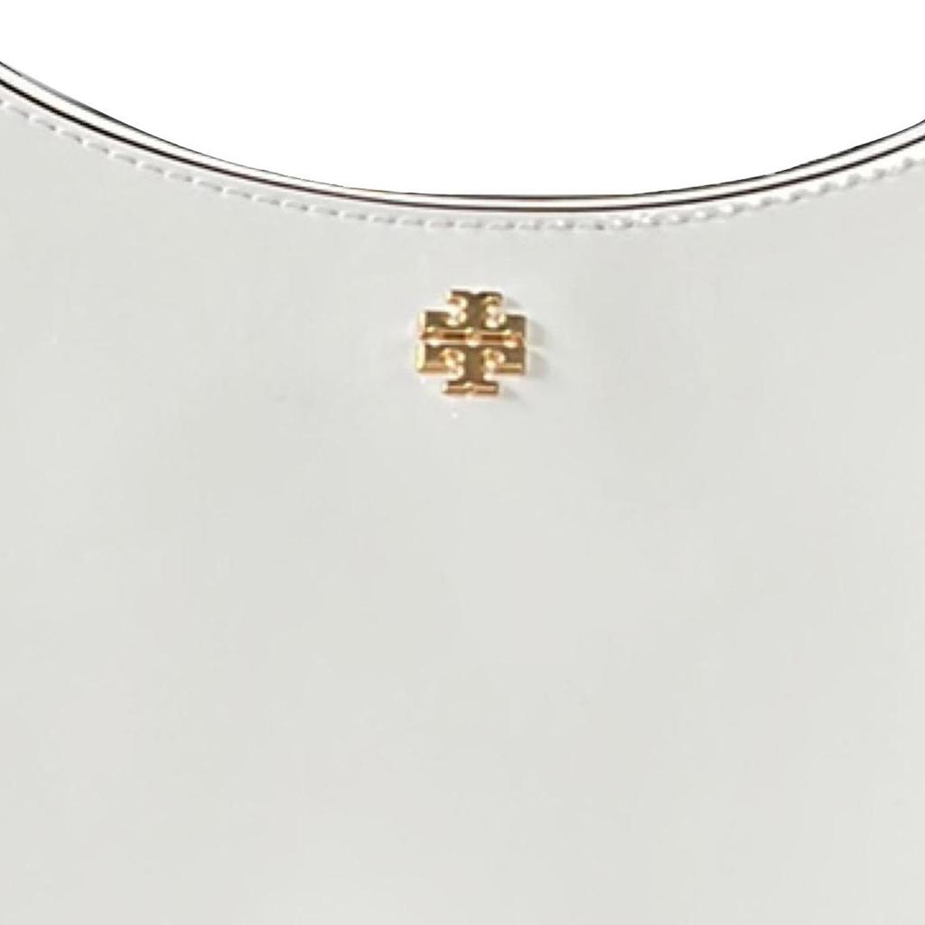 Tory Burch Emerson Double T Logo Zipper Closure Leather Crescent Bag Hobo Handbag Women Handbags White 139327-137