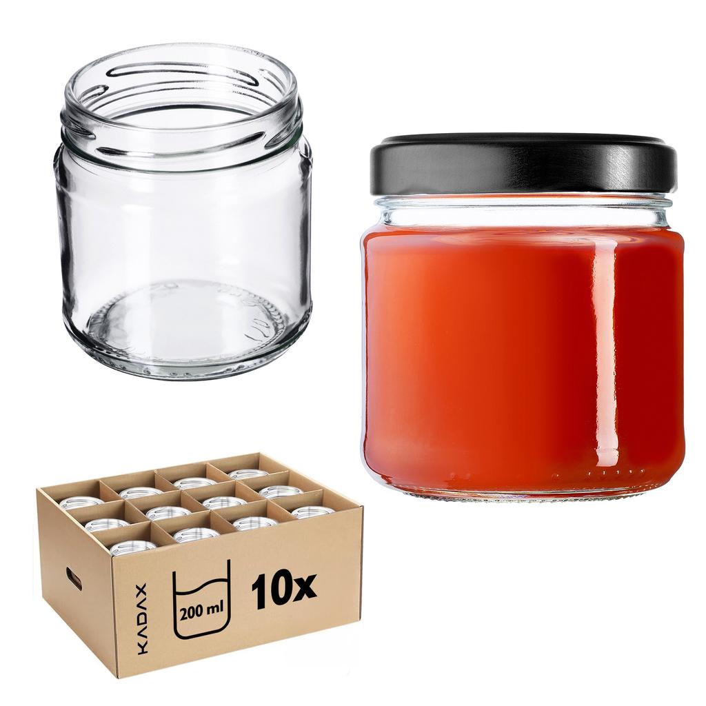 KADAX 10x Glas 200ml Glas für Konserven Marmelade Honig Ohne Deckel