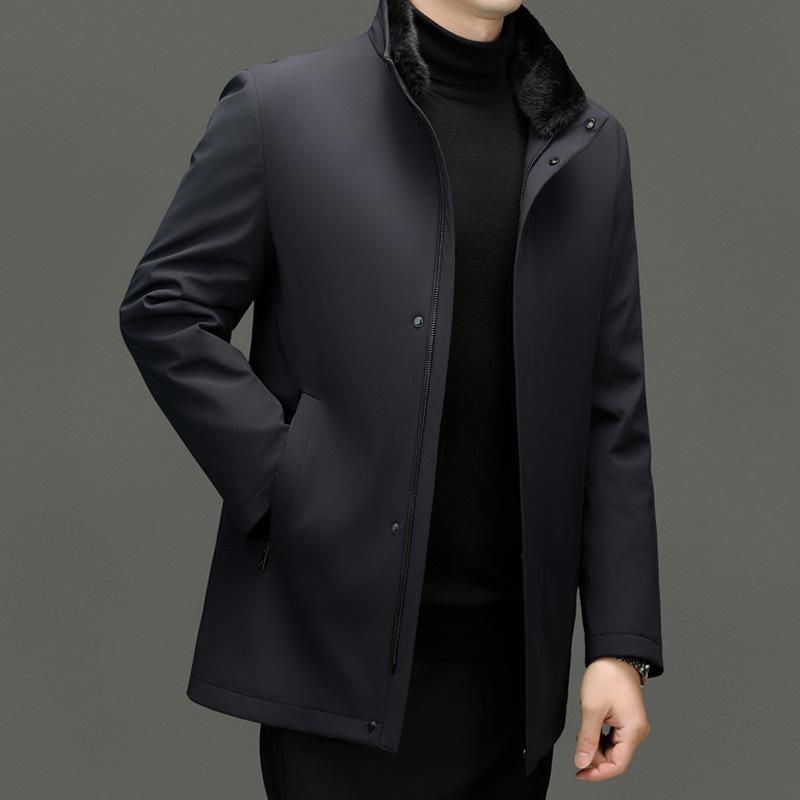 Casual Removable Liner Stand-up Collar Jacket Men's New Thickened Warm Fur Collar Jacket In Winter