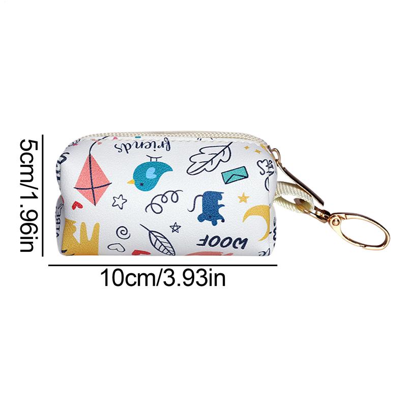 Dog Bag Holder For Poop PU Leather Zipper Poop Bag Holder Stain-Resistant Poop Bag Holder Portable Waste Bag Dispenser With Hook