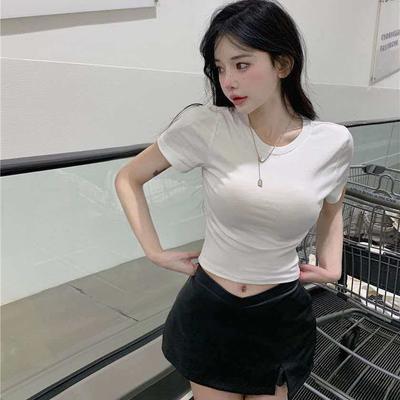 Pure Desire Style Women's Clothing Open-navel Short-sleeved T-shirt Summer Scheming Women Show Waist and Slim Figure Sweet and Spicy Style Top