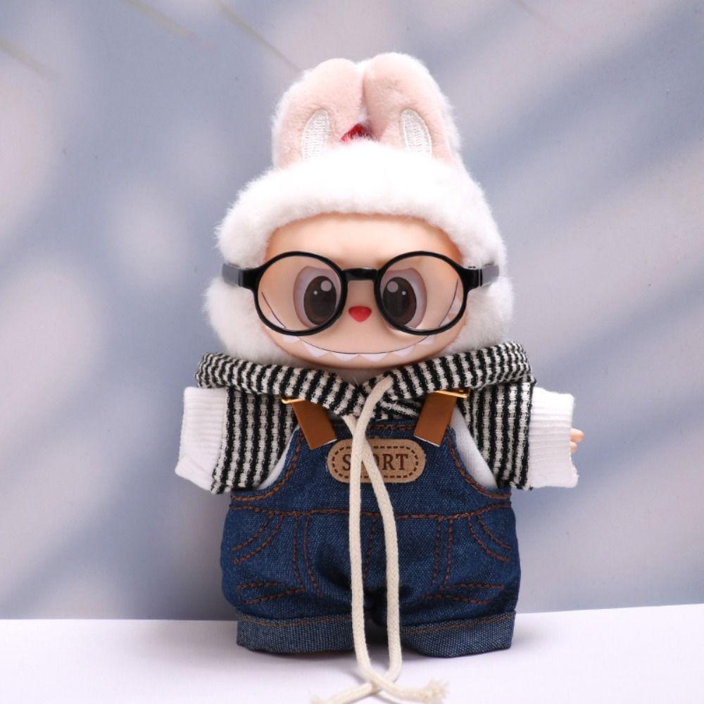 

Striple Hoodie Labubu Doll s Cloth Jean Overalls 17cm Plush Dolls Clothes Cotton Doll Accessories Style 1