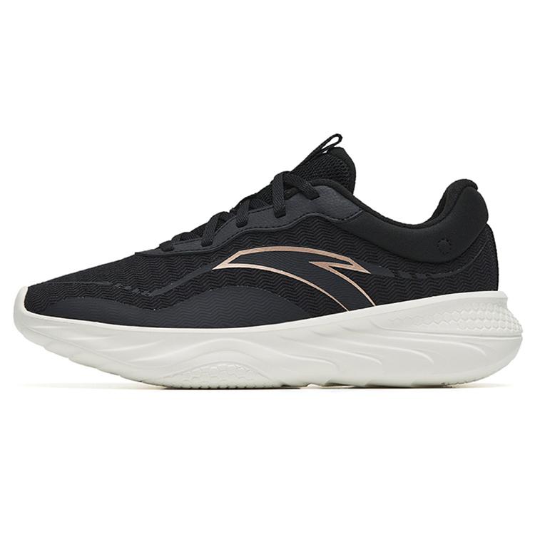 Anta Lightweight Cushioning Low top Running Shoes Women's Black Gold White 122247715-3