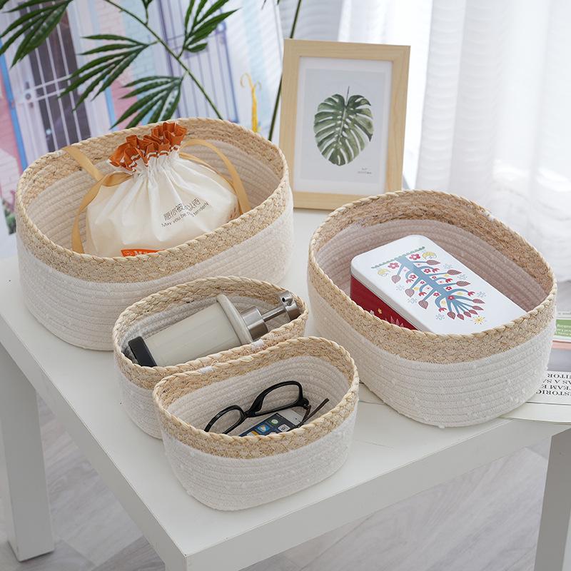 Large Cotton Rope Woven Storage Basket for Toys, Clothes, and Sundries