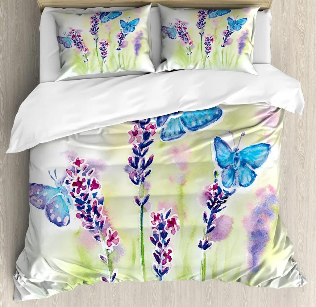Lavender Duvet Cover SetPastel Cornflower Bridal Classic Design Gentle Floral Print Wedding Decor Bedding SetViolet White Pink