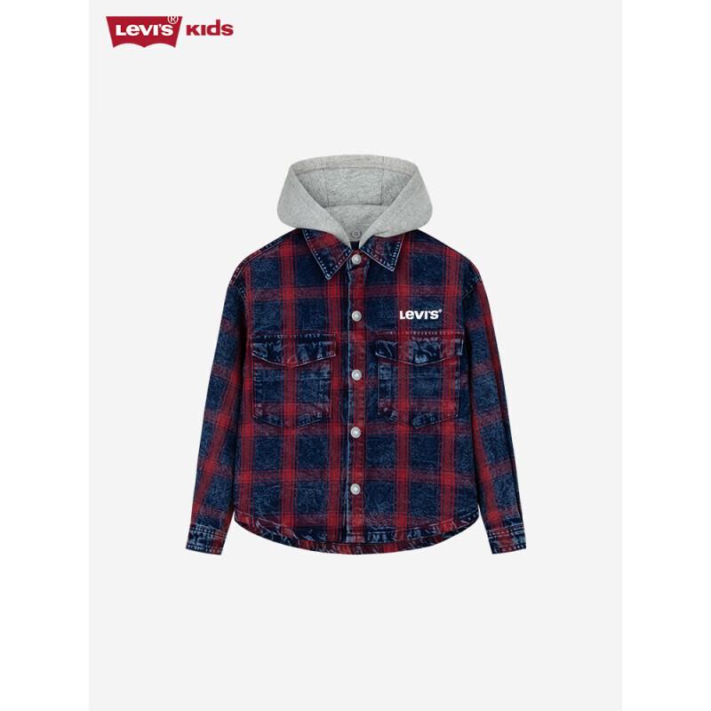 Levi s Boys  Long-Sleeve Hooded Plaid Shirt S