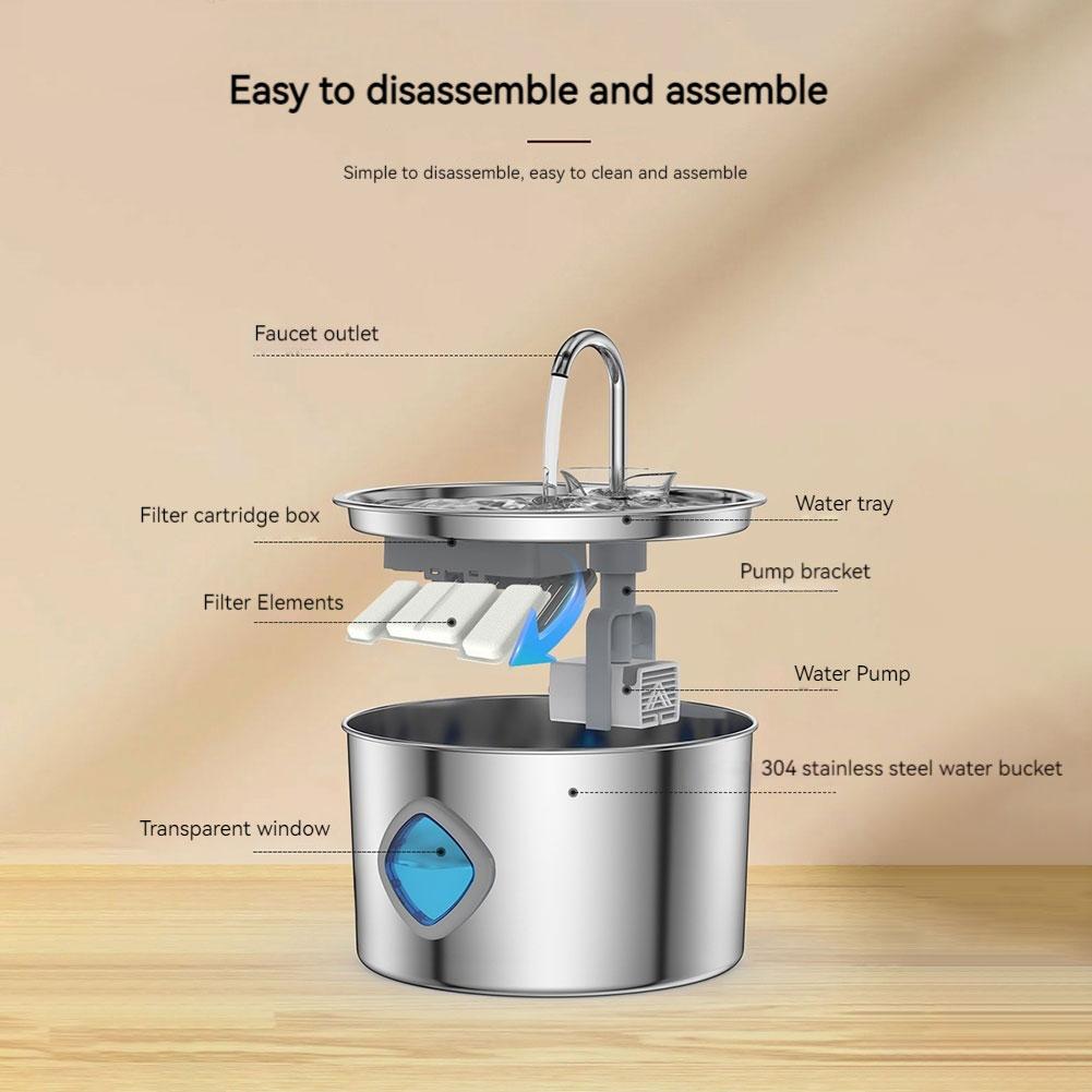 3.2L Automatic Pet Water Fountain Bowl Cat Water Fountain Dispenser with 2/8Pack Replaceable Filters Pet Filtered Water Fountain