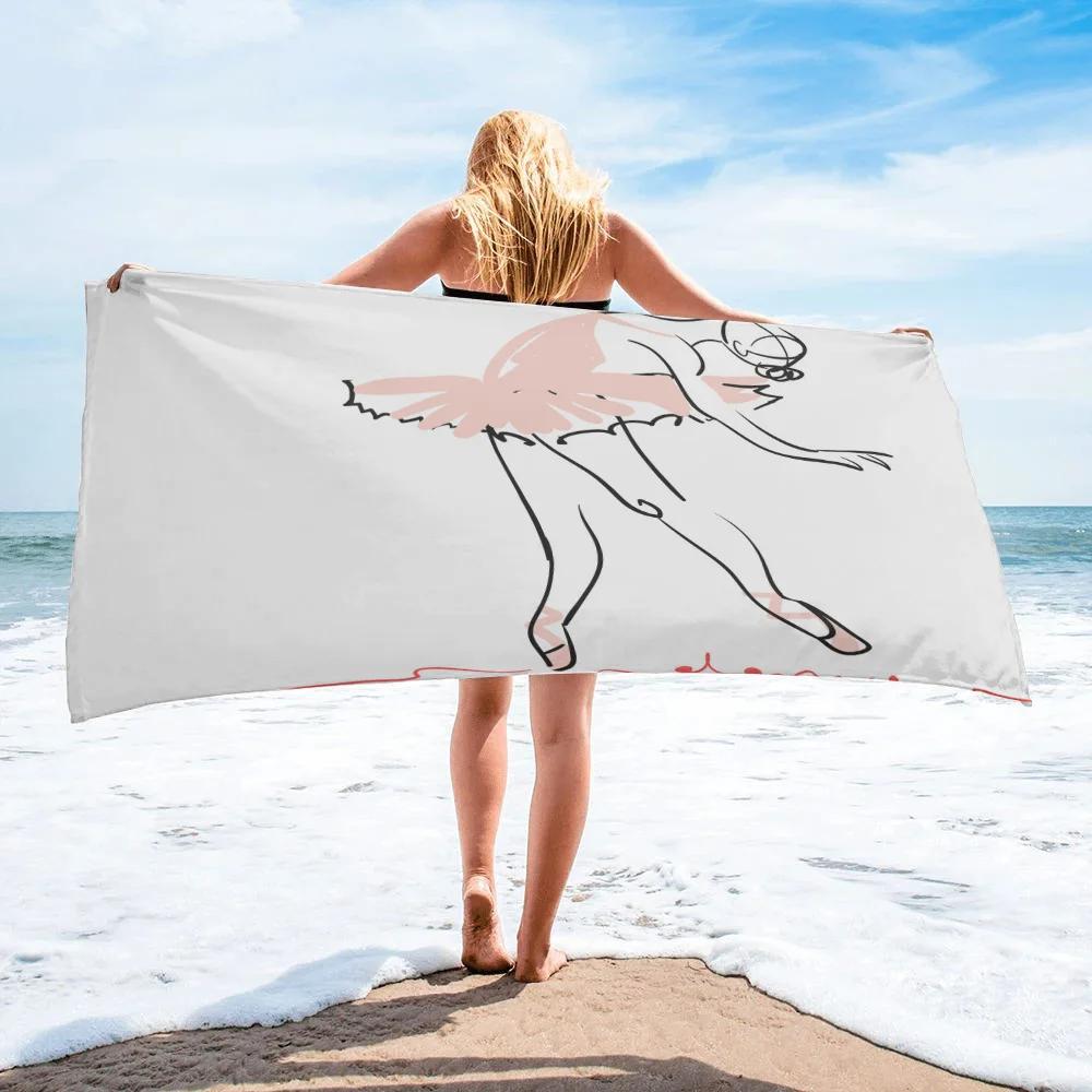 Ballet Girls Bath Towel Quick Dry Towels Lightweight Beach Towel for Gym Travel Sport Hiking Camping Microfiber Swimming Cover
