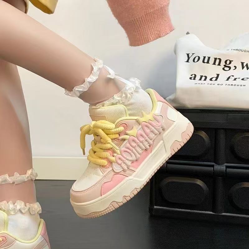 Dopamine shoes autumn and winter new niche original thick baseplate shoes 35【foot length 22.5cm】 розовый