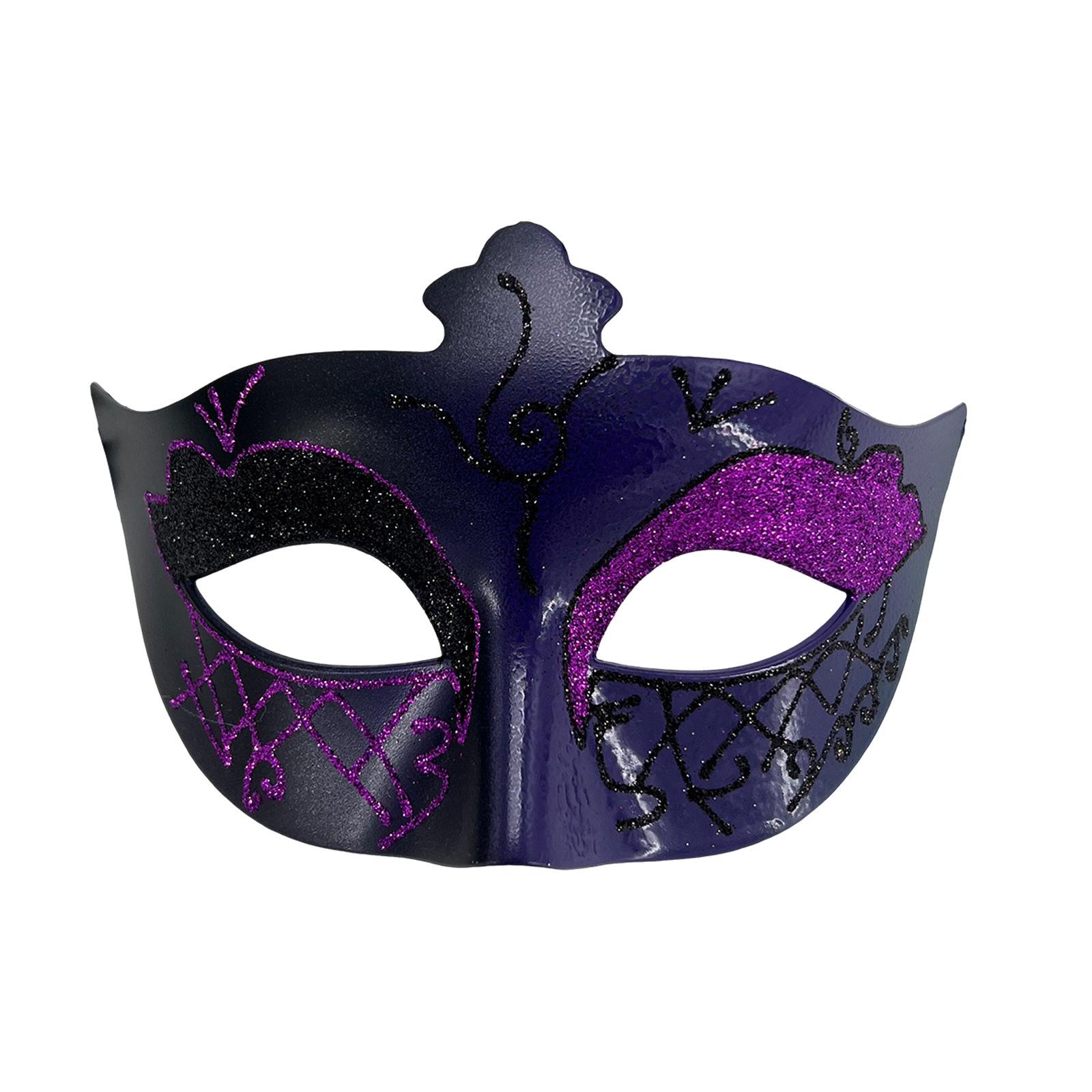 

Classic Roman Style Half Face Mask Male and Female Glitter Hand-Painted Masquerade Mask For Party Costume фіолетовий