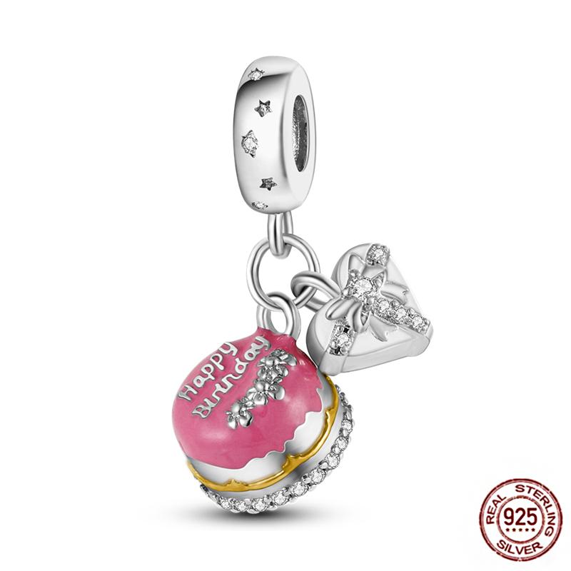 Fruit Food Charms Plata De Leyoriginal Strawberry Avocado Dessert Cake Charm Beads For Women Bracelet Accessory Diy Jewelry