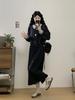 Spring 2026 Plus Size Women's Korean Casual Patchwork Hoodie & Skirt Set