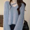 Autumn/Winter Faux Mink Velvet Women's Long Sleeve Knit Sweater - Soft, Loose, Lazy Style