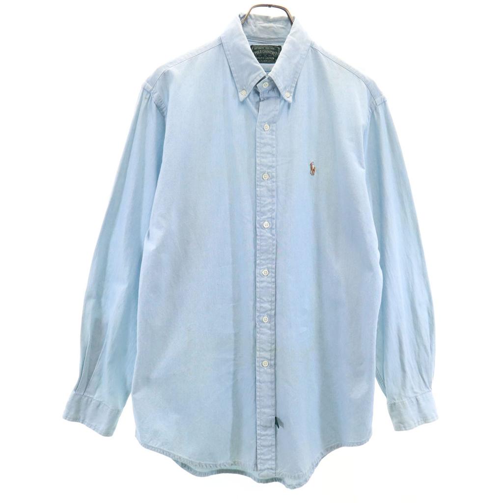 POLO COUNTRY 80er 90er Jahre Altes Langarm Baumwollhemd M Ralph Lauren Herren Gebraucht