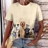 Summer Round Neck 3D Cute Cat and Dog Print Top Fashionable Casual Short Sleeved Women's T-shirts