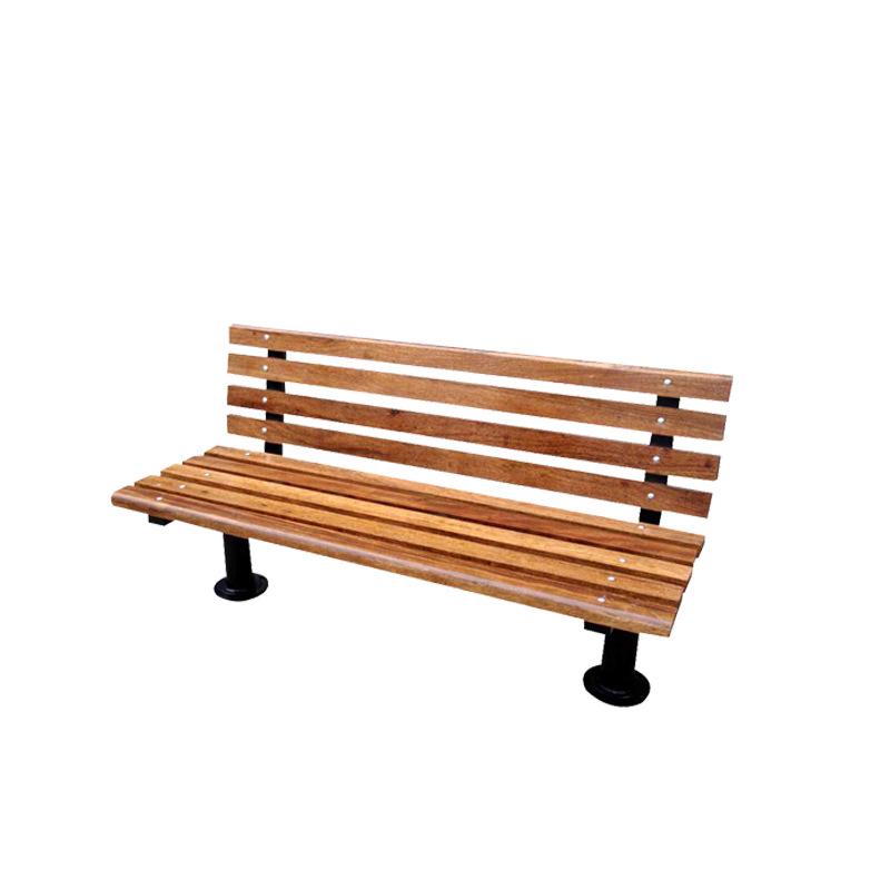 Steel Pipe Leg Park Bench with Wood-Plastic Backrest for Courtyard Landscape