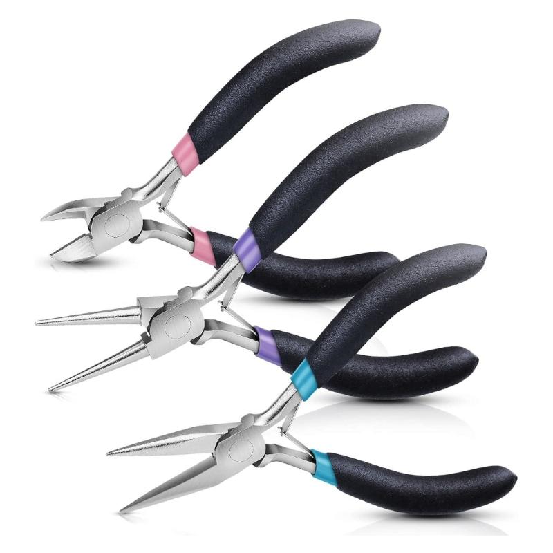 3Pcs Jewelry Pliers Super Jewelry Making Tool Comfortable Grip Handle Craft Pliers for Jewelry Repair Wire Bending