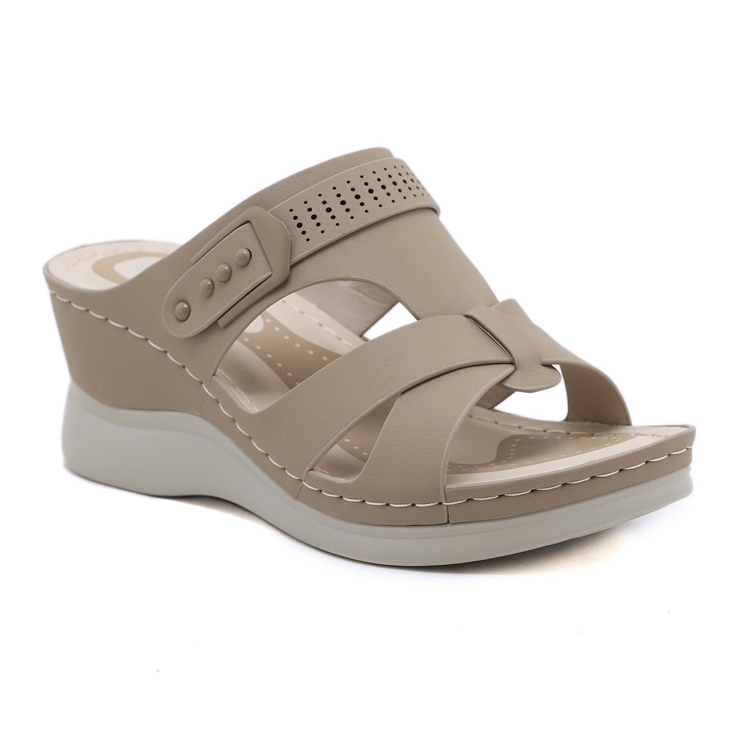 

Новые удобные повседневные сандалии на наклонном каблуке для женщин, носящих на пляже 36 абрикосовый