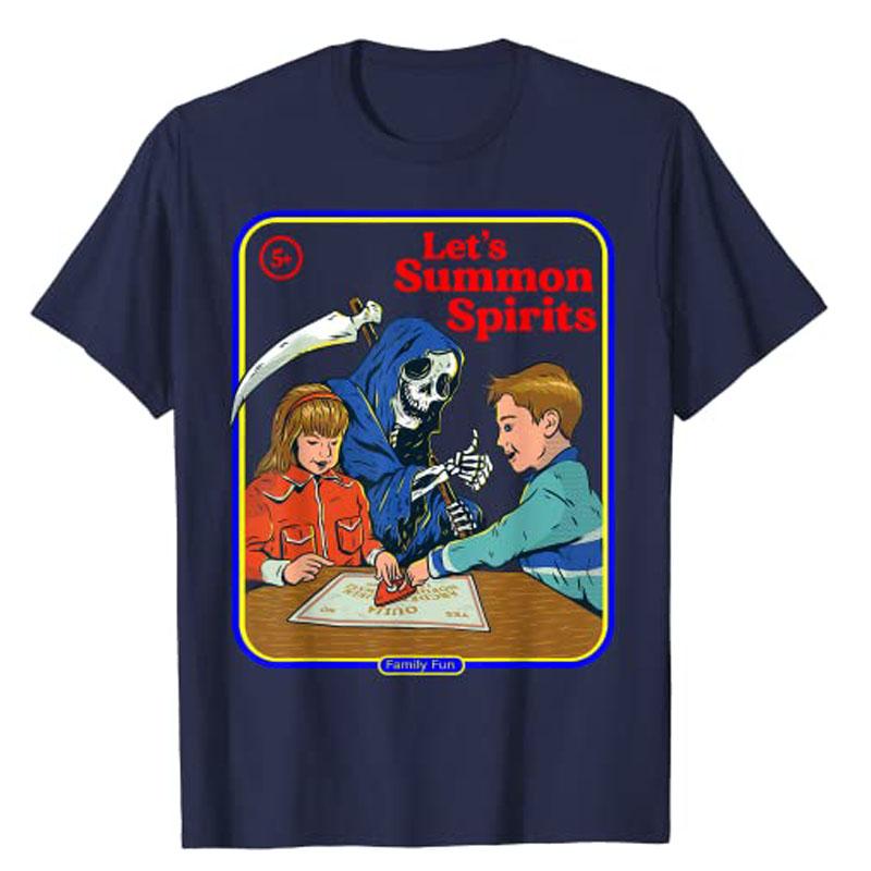 Lets Summon Spirits TShirt Short Sleeve Graphic Tees Women Unisex Streetwear Aesthetic Clothes Customized Products Halloween Gift