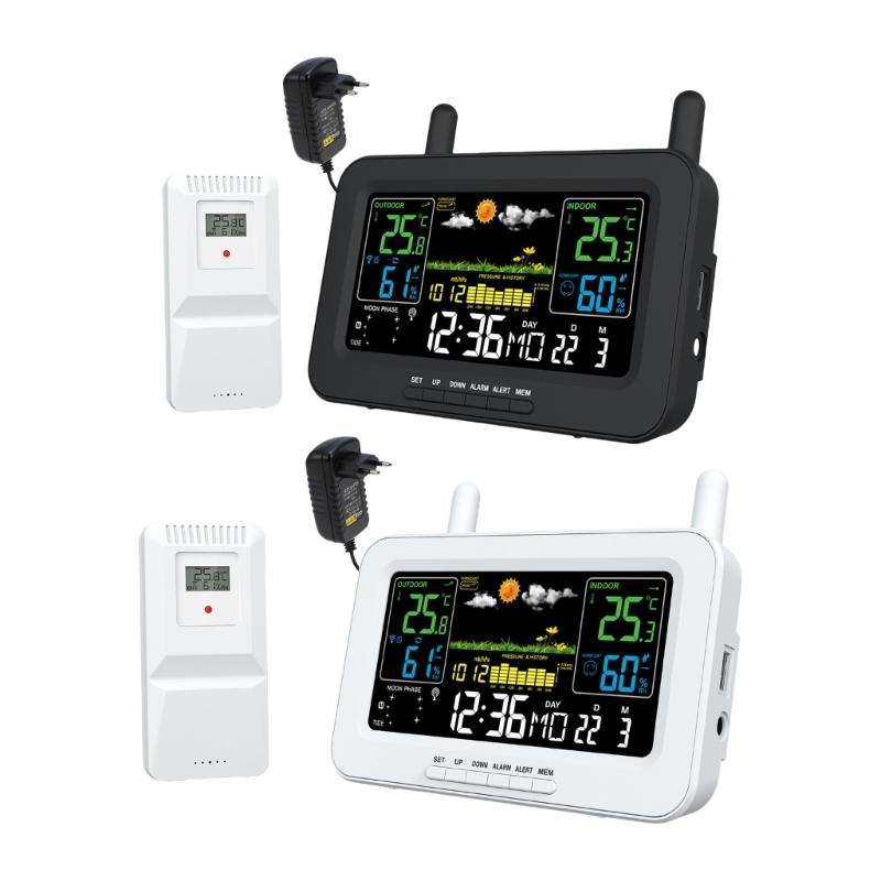 Automatic Time Calibration Wireless Thermograph Hygrometer Clock Color Screen Temperature Alert For Nursery