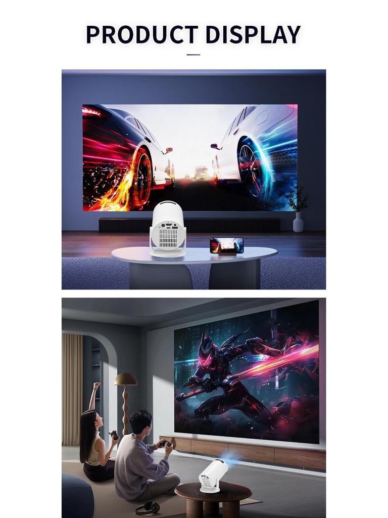 M5pro Mini HD Portable Home Projector - Wireless & Wired Connectivity