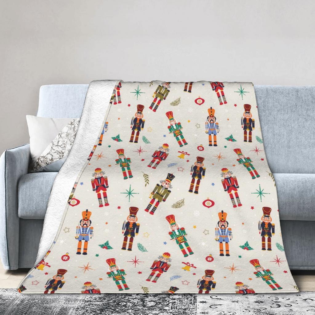 Christmas Nutcracker Flannel Blankets Spring  Soft Throw Blanket for Girls Boys Living Room Print Bedspread Sofa Bed Cover