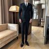 Men's Striped Double-Breasted Slim-Fit Business Casual Suit