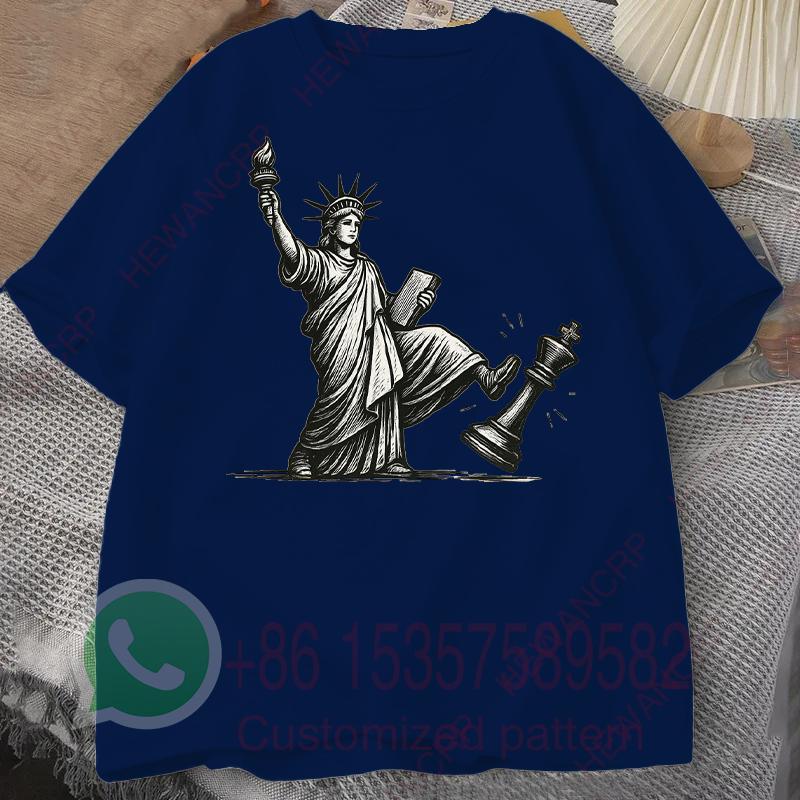 No Kings T Shirt Statue of Liberty Mens Tracksuit Cotton Casual Sportswear ONeck Pullover Short Sleeve Tops Summer Streetwear