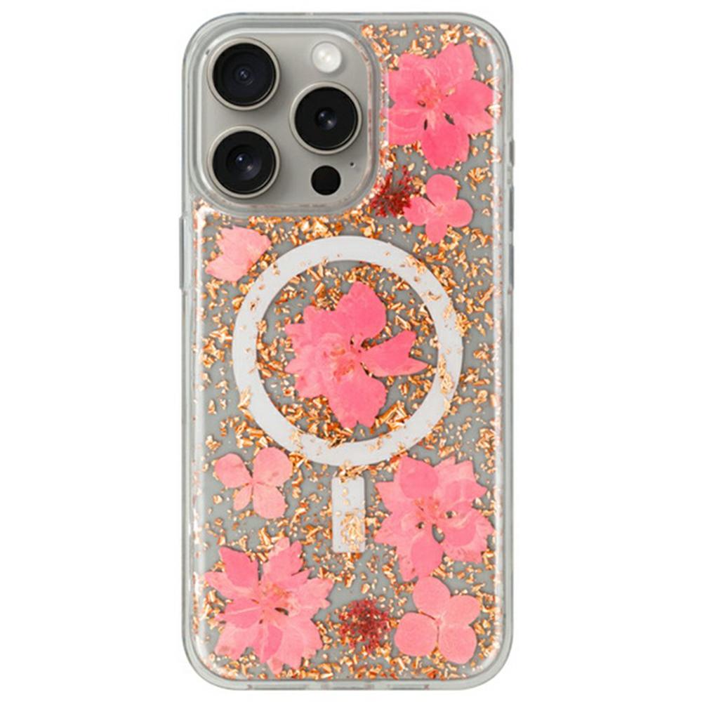 

KZDOO Mag Flowers Series for iPhone 16 Pro Max Case Compatible with MagSafe Anti-Drop TPU+PC Phone Cover Pink