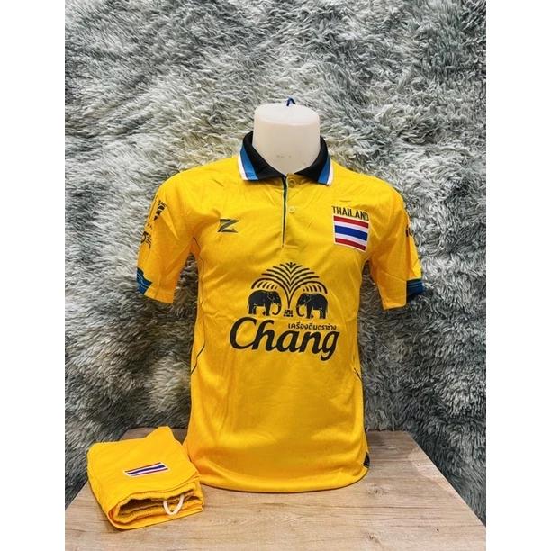 Thailand National Football Soccer Training JERSEY CHEER Fan Print Retro Quick Dry Polo Shirt Short Sleeve Uniform Elephant Sport Men Women Unisex