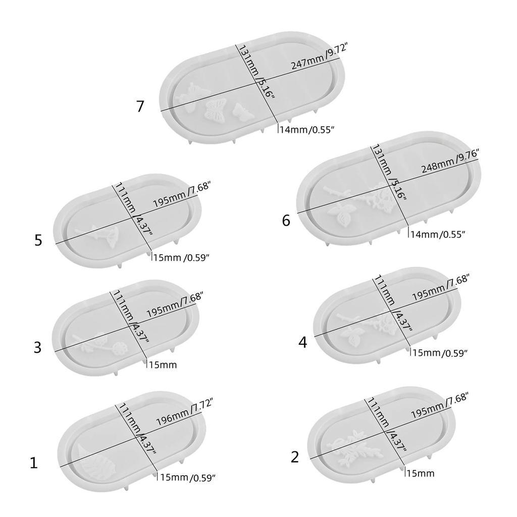Versatile Resin Dish Mold Elliptical Shape Plate Moulds Resin Casting Mould Silicone Tray Molds for DIY Hand Making