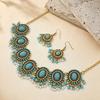 European and American Retro Exaggerated Turquoise Jewelry Set Decoration Medieval Women Necklace Earrings Set