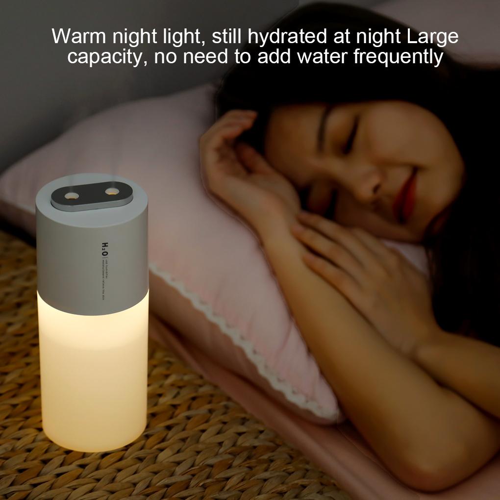 Humidifier Dual Sprayer Diffuser 3W 400ml Adjustable Air Humidifier for Home Car, White, USB