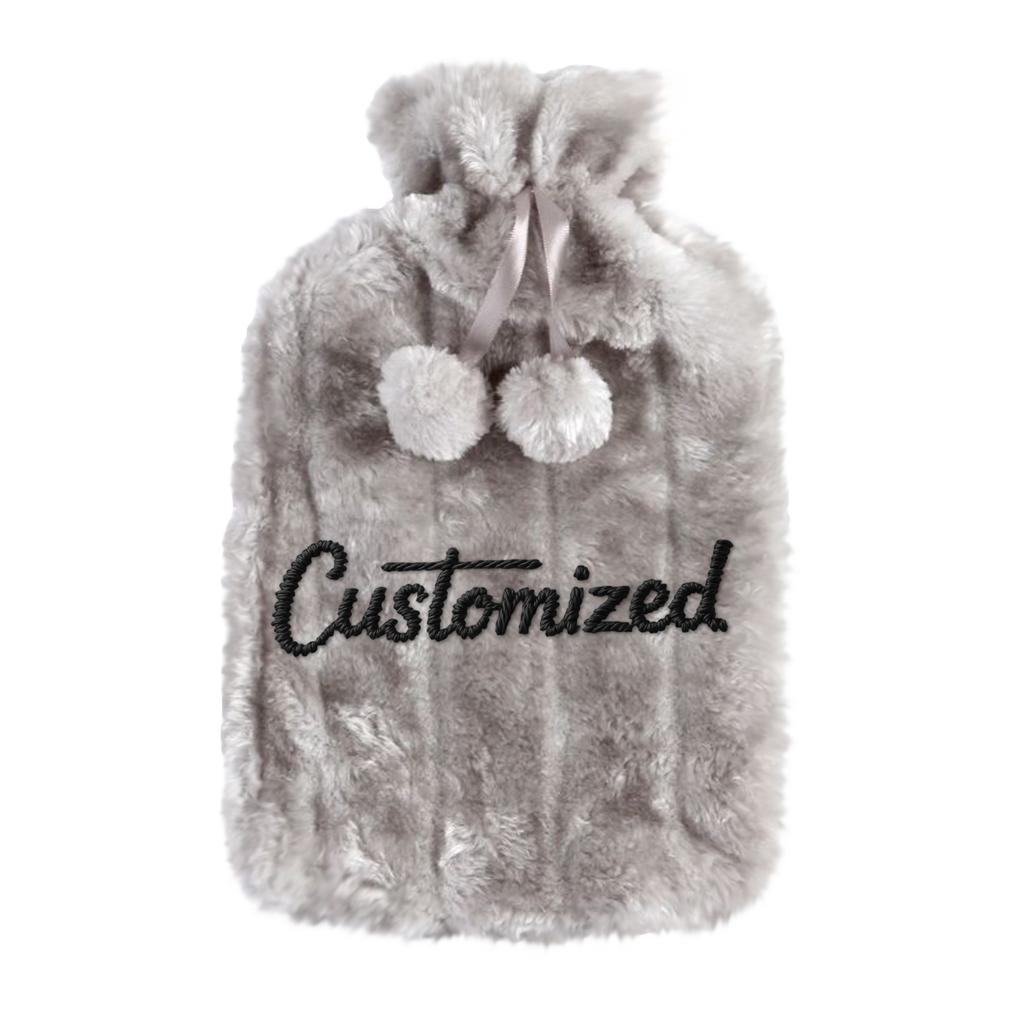 Personalized Custom Embroidered Text BS Rubber Hot Water Bottle Plush Cloth Cover Imitation Cloth Cover Hand Warmer Hot Water Bottle